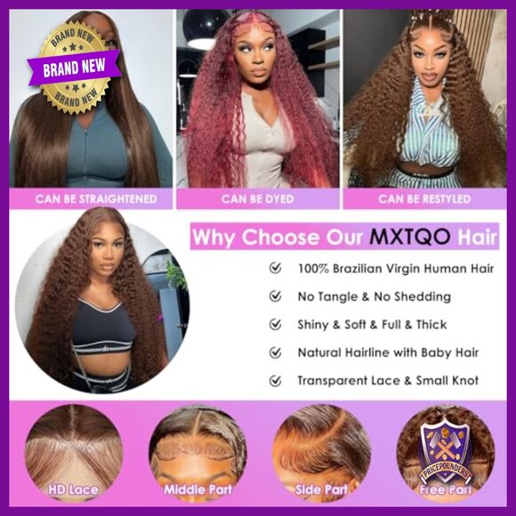 30 Inch Deep Wave Human Hair Lace Front Wig 200 Density Glueless